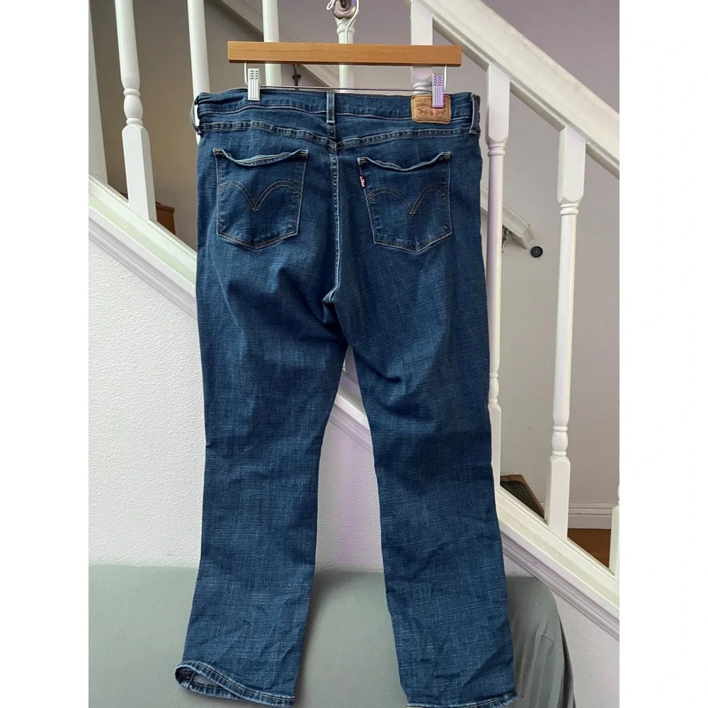 Levis Classic Straight Jeans‎ Womens 16 Medium Wash Blue Denim Mid Rise Stretch